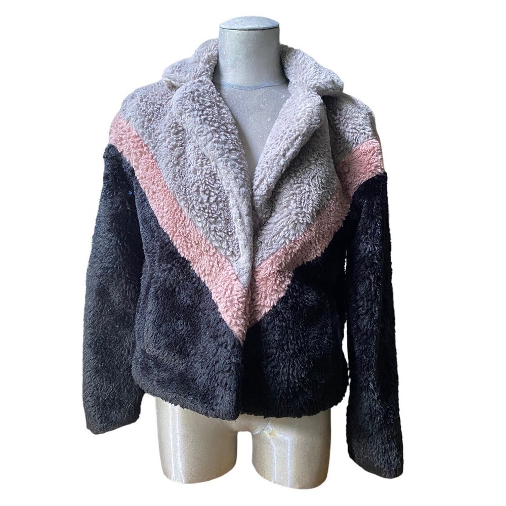 Women’s Charlotte Russo Fluffy Jacket Lavender Pink Black Size Medium